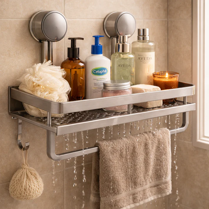 Suction Bathroom Shelf – No Drill Wall Mounted Shower Shelves Bathroom Bath Shelf, Space Saving Toilet Rack Storage Shelving Unit